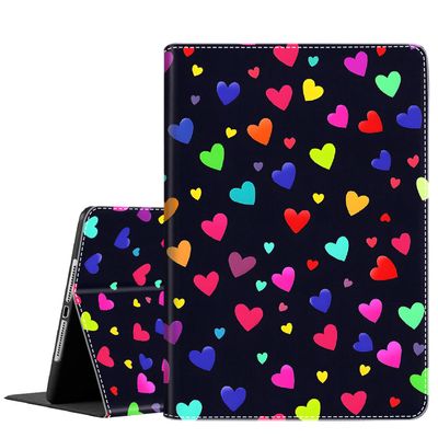 Case for iPad Air 13 inch 2024/iPad Pro 12.9 inch 6th/5th/4th/3rd Gen 2022/2021/2020/2018 Slim Fit Foldable Standing Cover Case with Auto Sleep/Wake, Colorful Love Pattern
