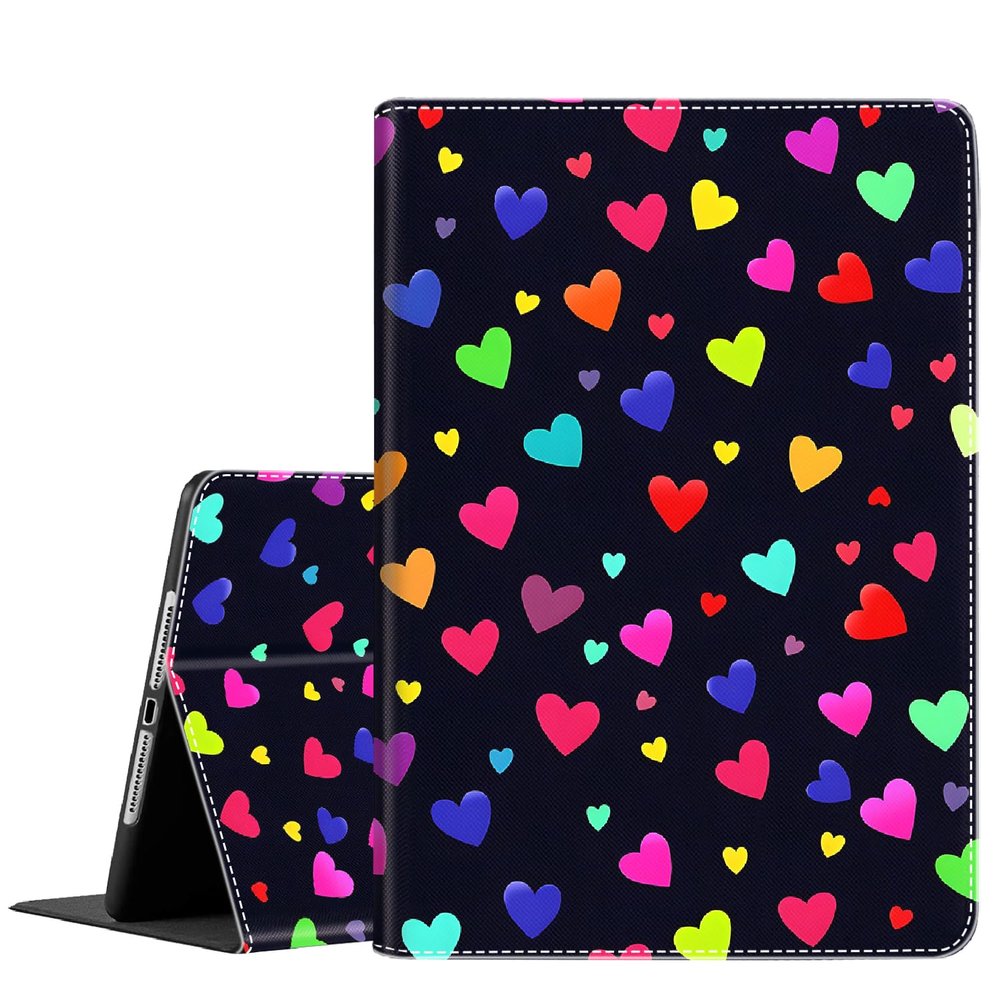 Case for iPad Air 13 inch 2024/iPad Pro 12.9 inch 6th/5th/4th/3rd Gen 2022/2021/2020/2018 Slim Fit Foldable Standing Cover Case with Auto Sleep/Wake, Colorful Love Pattern