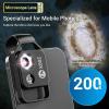 JOEBO Microscope Kit 200X Magnification Microscope Lens with CPL Mobile LED Light Micro Pocket Macro Lenses Microscope Lens Adapters(White with CPL) view 3
