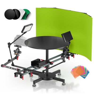 360 Rotating Platform Rig,360 Rotating Platform with 3 Lighting Systems,No Blind,Magic Arm, Removable Backdrop, Multi-Device Compatibility, 360 Degree Camera Spinner for Professional Photography