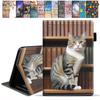 FVAENDHIO Case for Amazon Kindle Fire 7 Tablet (12th Generation, 2022 Release, 7" Display) with Card Slot & Auto Sleep/Wake, Slim Folding Stand Folio Cover, Cat On Bookshelf view 1
