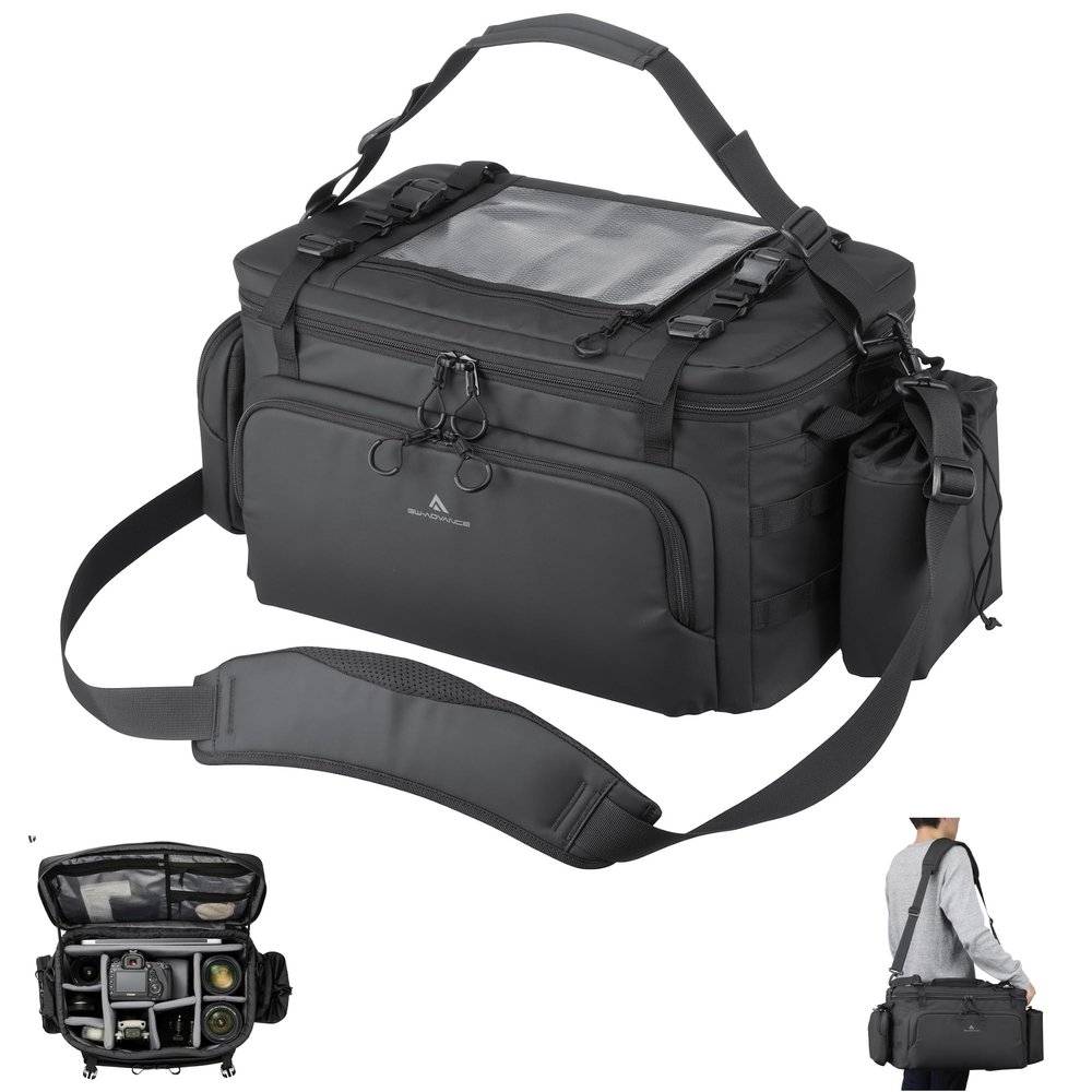 Hakuba 4977187005202 Camera Bag GW-Advance Tank Shoulder Bag 26 AZ Black AMZSGWATK-SB26 for Mobility and Expansion, Professional Large Shoulder Bag, Square Design to Save Space