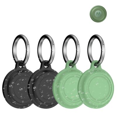 4 Pack Case for Moto Tag/Tag 2 with Keychain,Waterproof Silicone Holders,Protective Accessories for GPS Item Finders Accessories,Anti-Scratch, Shockproof & Dustproof (Black+Green)