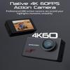 Apexcam M80 Action Camera 4K with 64GB Card, HD 60FPS 48MP Sports Camera for Vlogging, 40M Waterproof Camera Underwater,WiFi Camcorder, 8X Zoom, Remote Control, Helmet Mount Accessories view 2