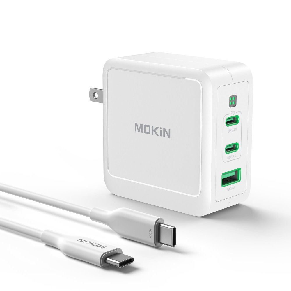 100W USB C Charger Block, 3-Port GaN+ USB C Super Fast Charger Foldable Compact Wall Charger for iPhone 17/16/15 Series, Galaxy S25/S24, iPad Pro, MacBook Air, Google Pixelbook, Steam Deck