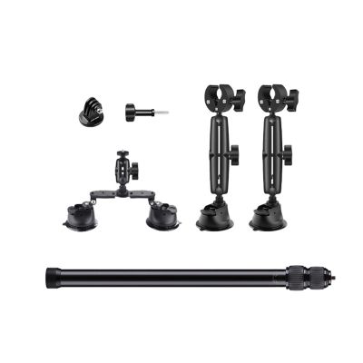 Action Camera Car Mounting with 47.2inch Invisible Selfie Stick Aluminum Rod for 360