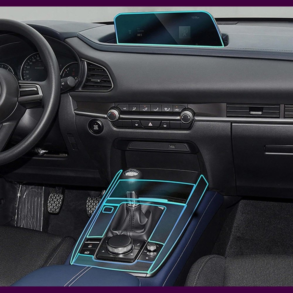 FOJRHGFK Car Navigation GPS Screen Protector Invisible Transparent Film TPU Interior FilmFor Mazda CX30 2020-2024