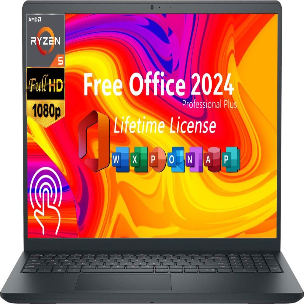 Dell Inspiron 15 3535 Touchscreen Laptop, 15.6" FHD Business Laptop, 64 GB RAM, 2 TB SSD, AMD Ryzen 5 7530U Up to 4.5GHz, Windows 11 Pro, MS Office Pro 2024 Lifetime License, Design Mouse