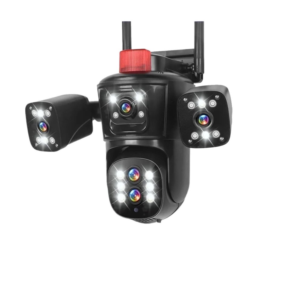 QDVOPHZA 10K 20MP Four Screens WiFi IP Camera Outdoor 10X Zoom 360View PTZ Cam AI Tracking CCTV Video Surveillance Security Camera(U/S,10K 10XZoom No Card)