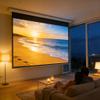 YODOLLA 150" Projector Screen Motorized 16:9, 4K HD Pull Down Retractable Projection Screens Electric Automatic Wall Ceiling Movie Screen for Office Classroom Indoor with Remotes view 2