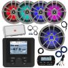 JBL JAM5000N Marine Gauge Style Bluetooth AM/FM/WeatherBand Receiver, Wired Remote, Extension, 4x 6.5" 225W LED Boat Speakers (Titanium) 10" LED Subwoofer, Amplifier w/Kit, Antenna, USB Adapter, Wire view 1