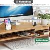 BAOTEDSL Monitor Stand 2 Tiers Corner Monitor Stand Riser with Storage, Laptop Computer Desk Organizer Stand, Save Space Desktop Triangle Shelf,Natural view 3