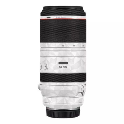 Camera Lens Sticker Coat Wrap 100 500 Protective Wrap Film Protector Decal Skin for Canon RF 100-500mm F4.5-7.1 L is USM (Triangle White)