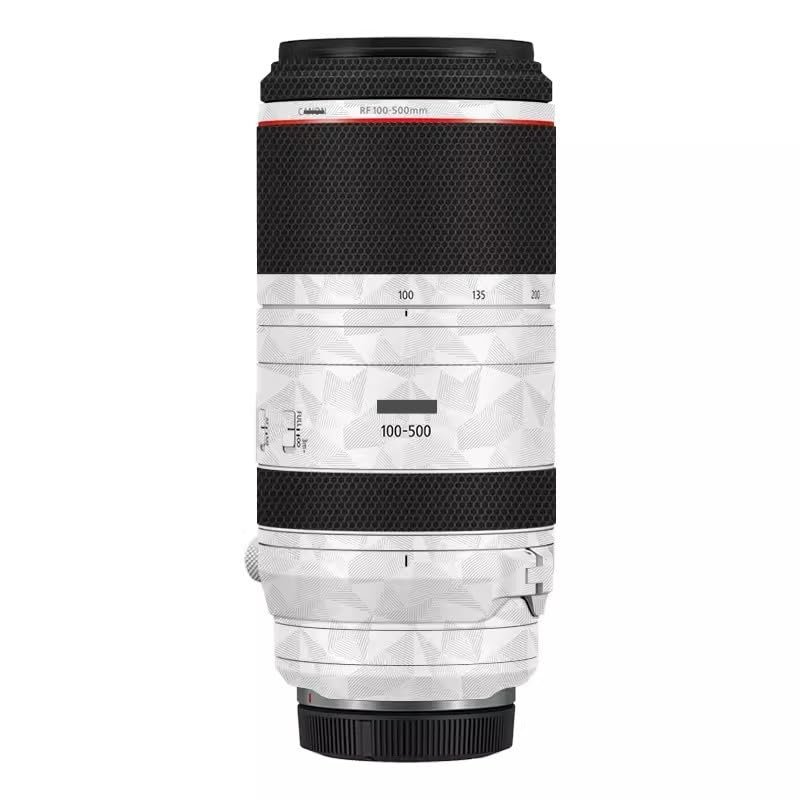 Camera Lens Sticker Coat Wrap 100 500 Protective Wrap Film Protector Decal Skin for Canon RF 100-500mm F4.5-7.1 L is USM (Triangle White)