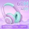 iClever BTH26 Active Noise Cancelling Headphones for Kids & BTH13 Meow Macaron Kids Bluetooth Headphones Bundles, Safe Volume, Kid Headphone for Travel iPad Tablet, Purple view 4