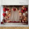 10x8 feet February 14 Valentine's Day Photography Backdrop Gold Glitter Indoor White Curtains Couple Portrait Background Valentine's Day Photo Background view 2