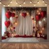 10x8 feet February 14 Valentine's Day Photography Backdrop Gold Glitter Indoor White Curtains Couple Portrait Background Valentine's Day Photo Background view 4