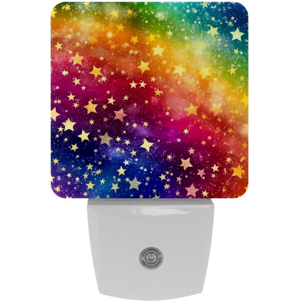 NEWzone Rainbow Night Light Set of 2, Auto Sensor LED Dusk-to-Dawn Nightlights, Plug-in Sensor Lamp for Bedroom Bathroom Kitchen Hallway Stairs Decorative