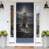 Door Covers Door Hanging Backdrop Decor Banners Sailing Ship in Storm Printed Holiday Party Decorations Supplies Photo Booth for New Year Home Party 35.4" X 70.9" view 3