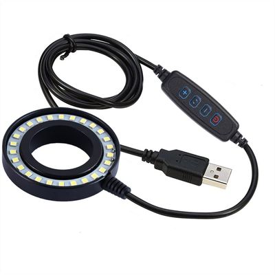 Microscope Kit Microscope Illuminators 3 Color Modes LED Adjustable Ring Light for Stereo Zoom Microscope Shadowless Lamp USB Plug Microscope Lens Adapters