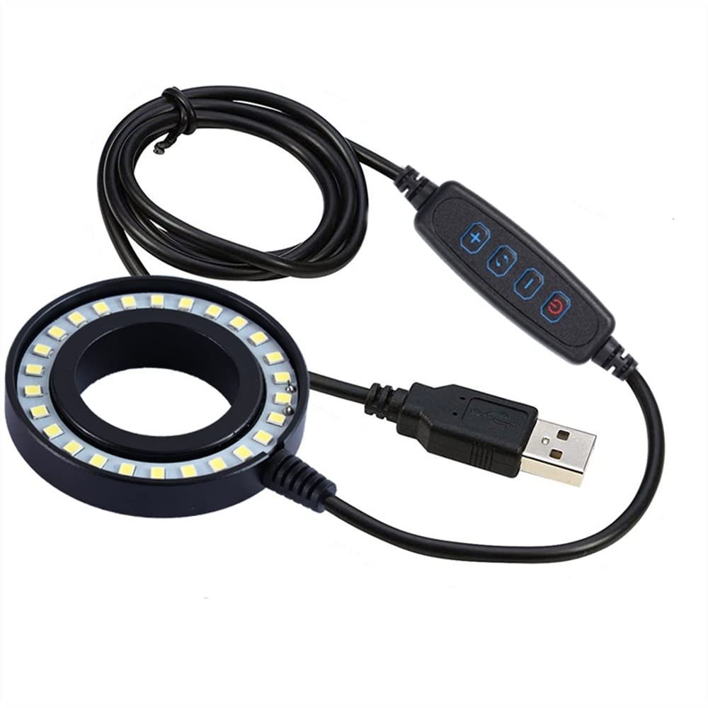 Microscope Kit Microscope Illuminators 3 Color Modes LED Adjustable Ring Light for Stereo Zoom Microscope Shadowless Lamp USB Plug Microscope Lens Adapters