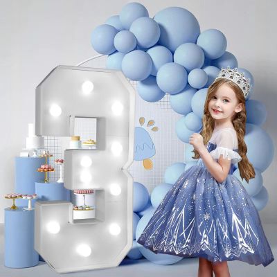 2.4FT/28.74in Marquee Light up Numbers Marquee Number 3 with White Lights for Birthday Party Large Mosaic Frame Letter Cardboard Pre-Cut Giant Cut-Out Thick Foam Board Sign DIY Decorations