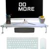 Acrylic Monitor Stand, LED Strip Lights Metal Shelf HolderLaptop Computer/TV/PC/Printers, Perfect Desktop Stands Organizer with Underneath Storage for Office Accessories Handmade Personalized Gifts view 1
