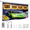 Electric Projector Screen 100 Inch with Remote Control Ceiling Mount Hooks, Pull Down Retractable Projector Screen Motorized Movie Screen White 16:9, Automatic Projector Screen Roll Down Indoor view 1