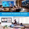 Electric Projector Screen 100 Inch with Remote Control Ceiling Mount Hooks, Pull Down Retractable Projector Screen Motorized Movie Screen White 16:9, Automatic Projector Screen Roll Down Indoor view 4