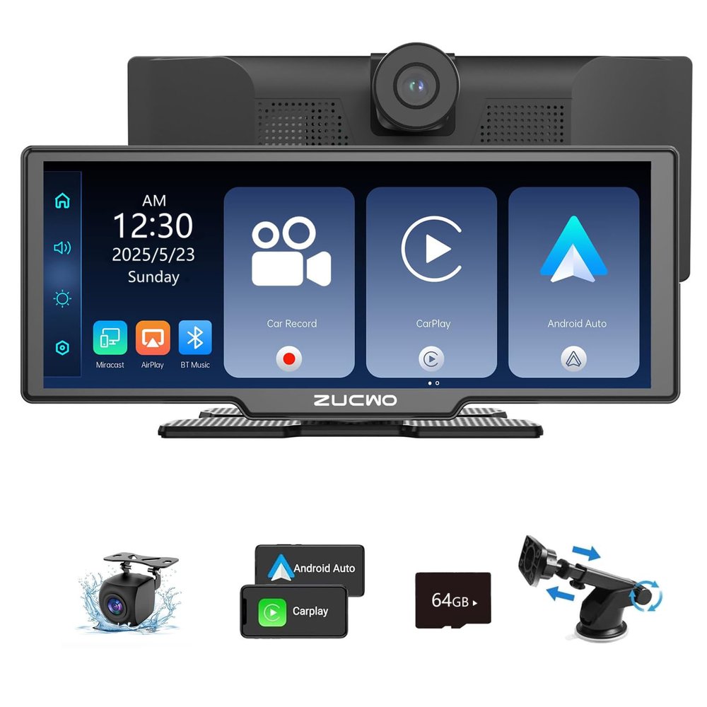 11.26 Inch Wireless CarPlay Screen for Car, Apple CarPlay & Android Auto Touch Screen for Car, Bluetooth, BT Music, Navigation, Car Record for Vehicles (Black)