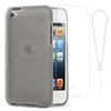 iPod Touch 4 Case, iPod Touch4 Protective case Ultra Thin Black Rubber Silicone Case Hard Plastic Hot Pink and Black Shockproof Cover for Apple iPod Touch 4, 4th Gen (Clear Gray) view 1