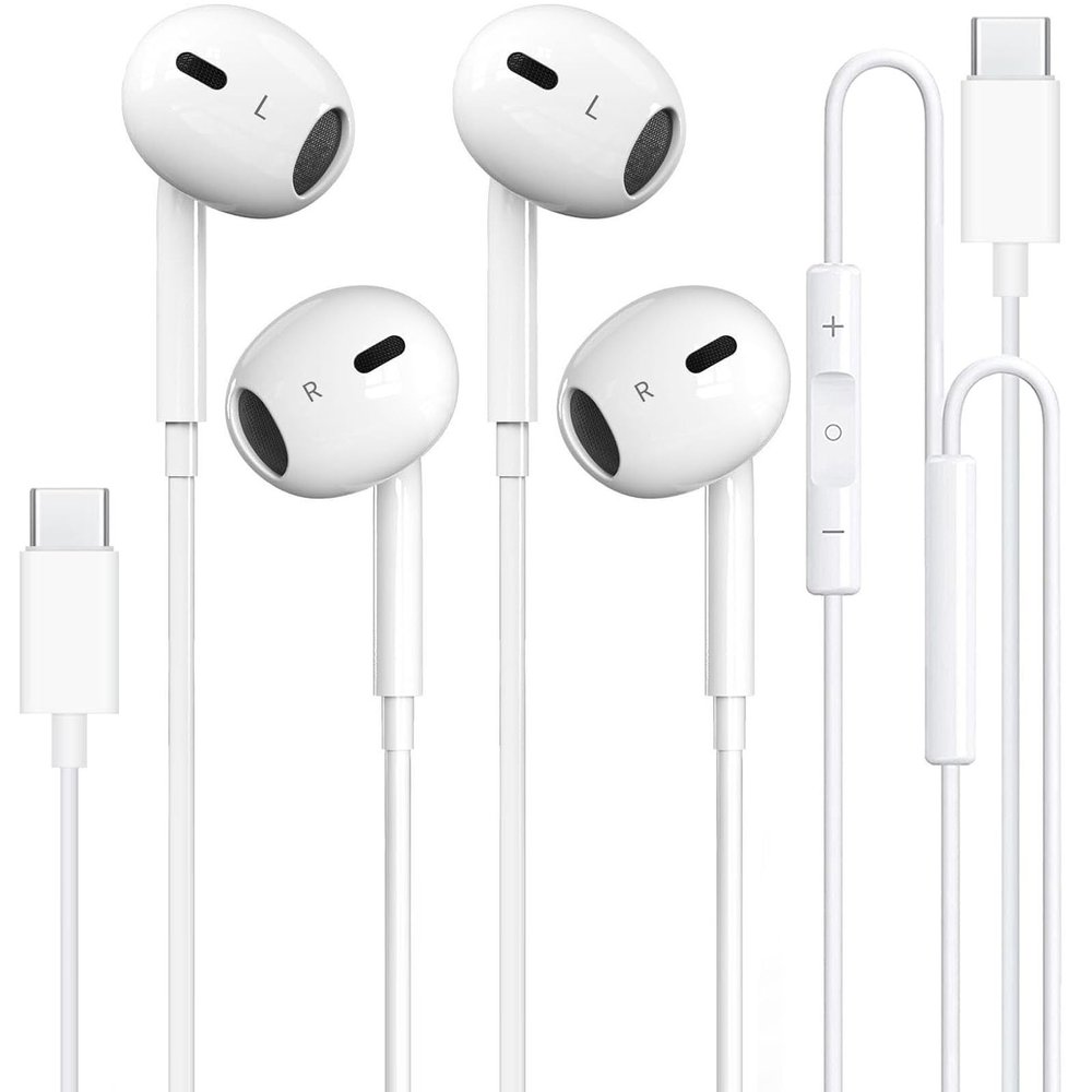 2 Pack-USB C Headphones Wired for iPhone 16/15, Type C Earphones with Microphone & Remote Noise Cancelling Earbuds for iPhone 15 Pro Max, iPad, Galaxy S23/S22/S21/S20/Ultra Note 10/20, Pixel 7/6/5/4