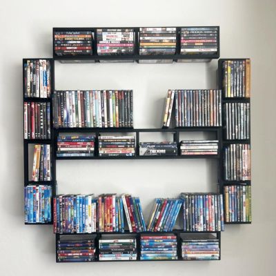 QIUTMER 5Pcs Wall Mount 34 Inch Media Storage Rack, CD DVD Organizer Metal Shelf, Open Kids' Bookshelf, for Store CD DVD and Video Game Organizer
