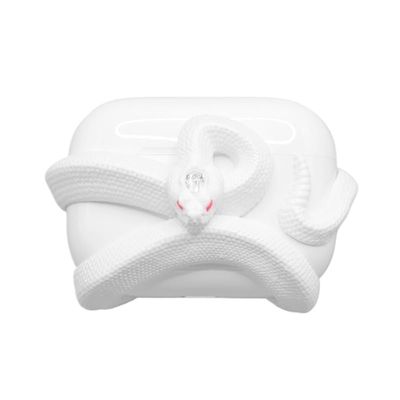 3D Snake Wireless Earphones Case, Sidewinder Bluetooth Earphones Protective Cover, Air Pods Pro/Pro 2/3/4 (White, for AirPods 2)