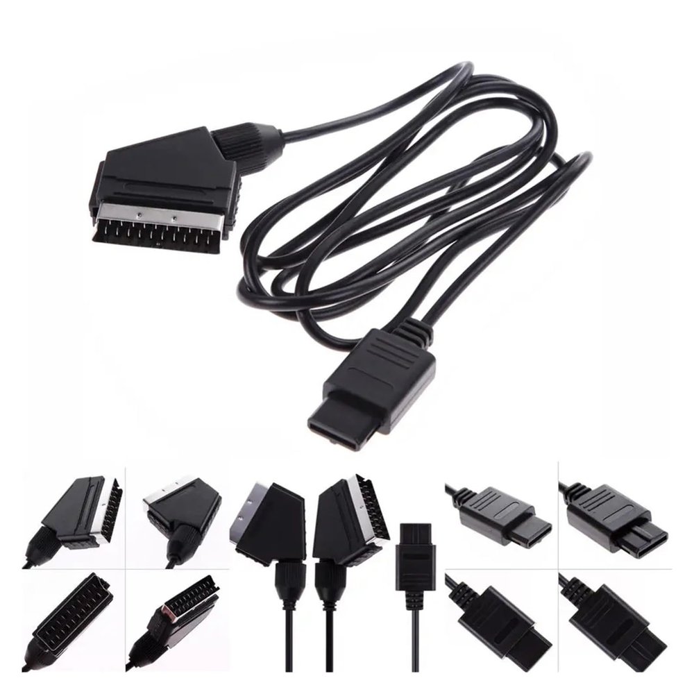 1.8M A/V TV Video Scart RGB Cable Gaming 21 Pin Euro Scart p/Lug Cord Wire Compatible with The N SNES Gamecube and N64 Console