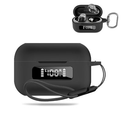 for TOZO NC9 2024 Case Cover,Wireless Earphone Silicone Protective Cover(with Carabiner + Lanyard) Drop-Proof,Scratch-Proof,Shock-Proof,Reserved Charging Port,Case for New TOZO NC9 2024(Black)