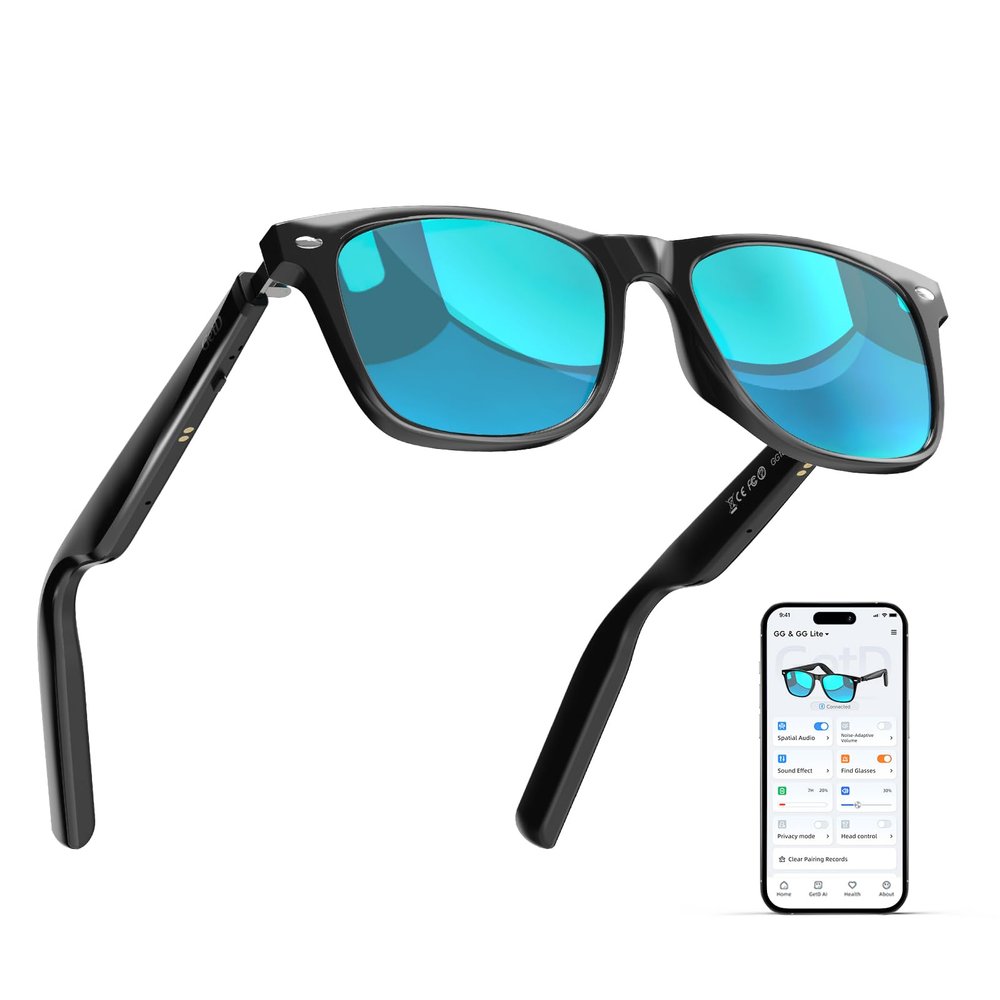 AI Glasses for Men & Women, Smart Glasses Powered by ChatGPT, AI Real-time Translation with 107 languages, 11H Music Play, Bluetooth Sunglasses with Polarized Lens, UV Protection for Daily Use, Travel