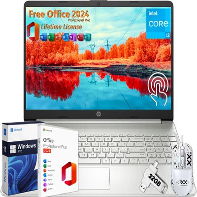 HP Notebook Laptop for Business Student, 15.6" Touchscreen, Office 2024 Lifetime License, Intel i3-1215U CPU, 16 GB RAM, 1 TB SSD, Webcam, HDMI, Wi-Fi, Windows 11 Pro, Designed Mouse