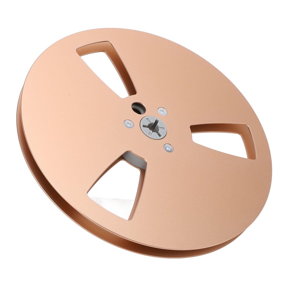 1/4 7 Inch Empty Tape Reel, 3 Holes Aluminum Alloy Universal Open Reel Sound Takeup Reel for Reel to Reel Tape Player, Gold