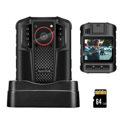 AeroTek Mini 4K Body Camera with Audio and Video Recording, GPS Bodycam with Ultra Infrared Night Vision and Fast Charging for Police, Law Enforcement and Delivery