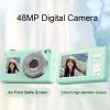 4K Digital Camera, 48MP HD Dual Screen CCD Card Camera with 16X Digital Zoom, Electronic Anti Shake Student Camera Beauty Filter for Students (Green) view 3