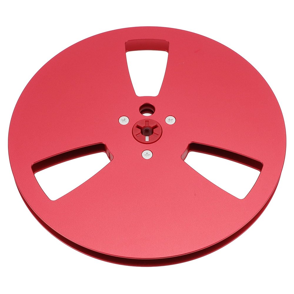 1/4 7 Inch Empty Tape Reel, 3 Holes Open Reel Sound Tape Empty Reel for Studer, Aluminum Alloy Take up Reel to Reel Tape Recorder Replacement Opening Machine Part (Red)
