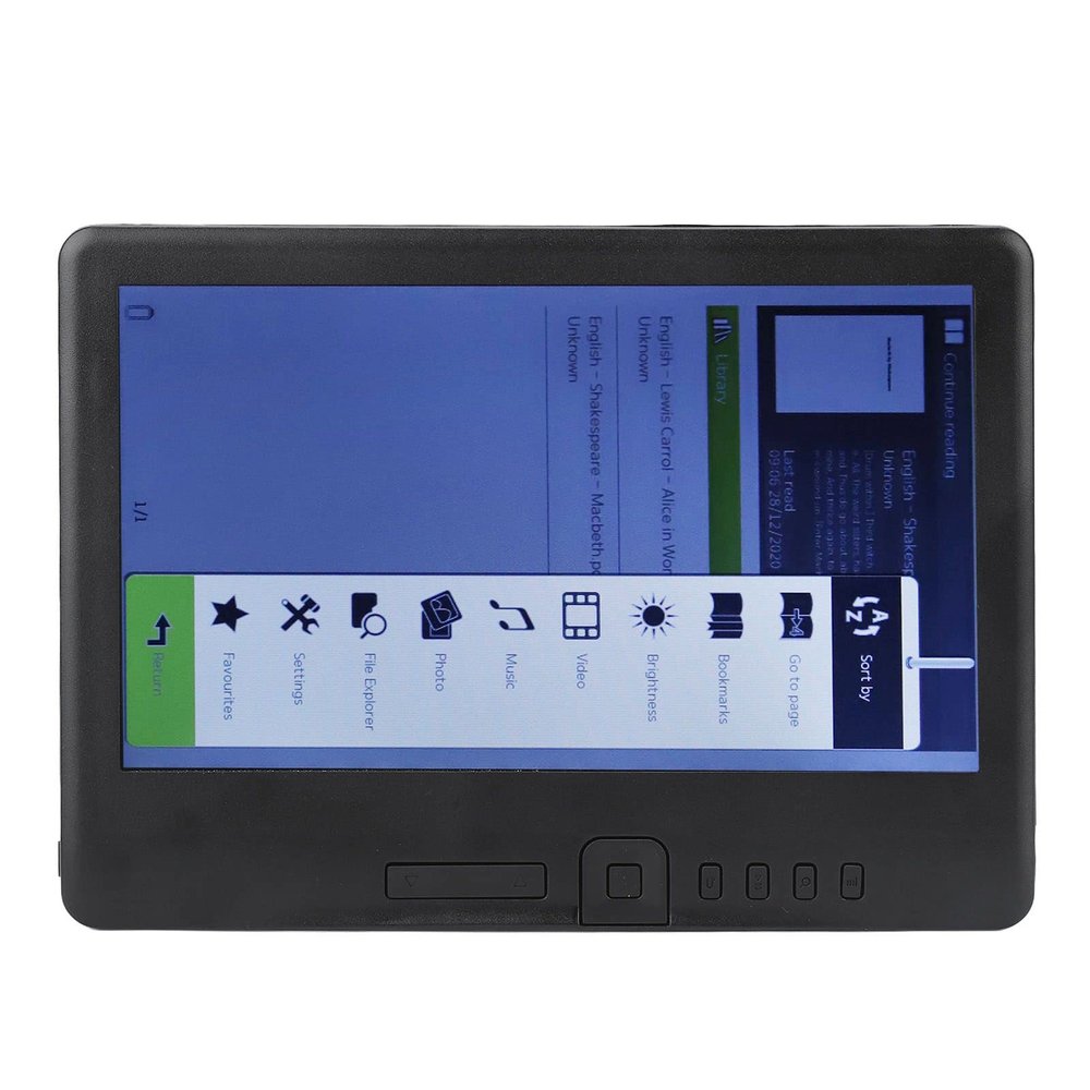 Paper White EReader, 7in Color TFT LCD 16:9 Screen HD 800x480 380MHz Black Protective Case Portable E Reader Electronic Book Reader Reader for EPUB PDF TXT (8GB)