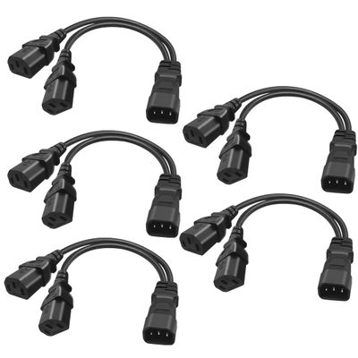 Strhowill C14 to 2X C13 Y Splitter Power Cord, 5-Pack, 1ft/30cm