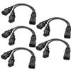 Strhowill C14 to 2X C13 Y Splitter Power Cord, 5-Pack, 1ft/30cm view 1