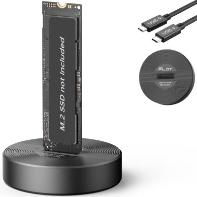 AMZPILOT 40Gbps USB 4 M.2 NVMe SSD to USB C Docking Station, M2 SSD to USB C Reader Adapter for M 2 M Key, B+M Key PCIE NVMe SSD Dock, Size for 22110 2280 2260 2242 2230 Enclosure - Aluminum Alloy
