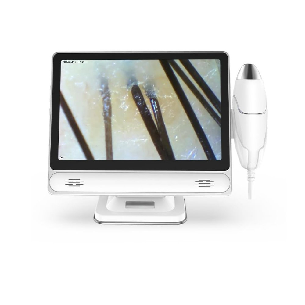 10.1-inch Skin and Scalp Detector, 50x Magnification, 3 Spectral Skin Diagnostic Hair Analyzer, 10 Million Pixels + Plug and Play + Portable, Suitable for Beauty Salons, Skin Management CentersUS
