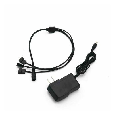 Chunsu 12V DC Power Supply 5.5 * 2.1mm Adapter Cables for 3x3/4 Pin PWM Computer PC Case Fans(DC Fan Cable Set)
