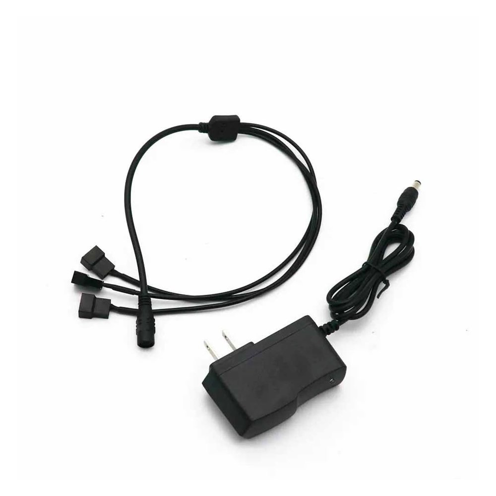 Chunsu 12V DC Power Supply 5.5 * 2.1mm Adapter Cables for 3x3/4 Pin PWM Computer PC Case Fans(DC Fan Cable Set)