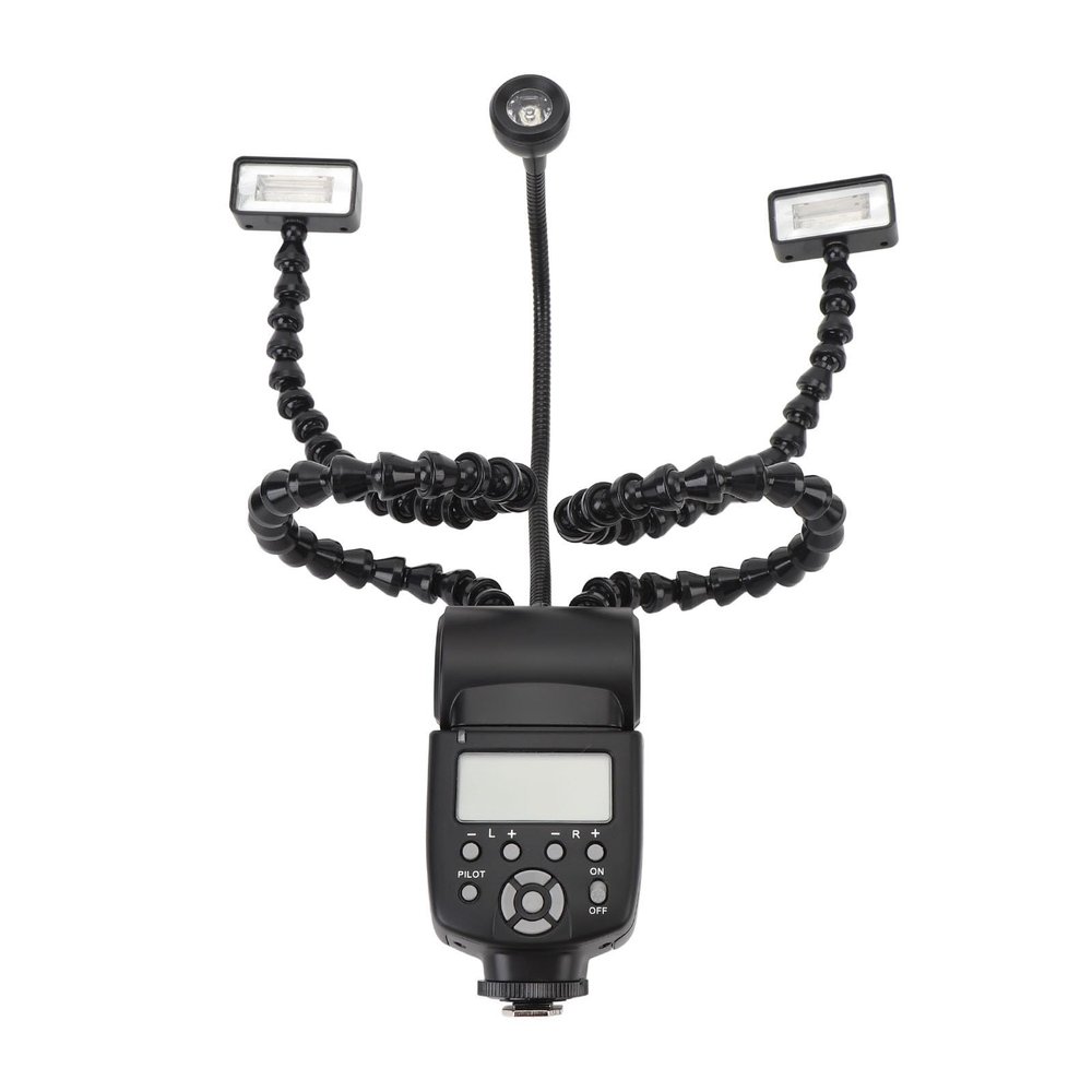 K-808 Macro Flash, Portable 3 Head Camera Macro Flash Arm Light with 8 Level Ajustable Brightness, 5600K Macro Photography Lighting Support, Multifunctional Lighting Tool
